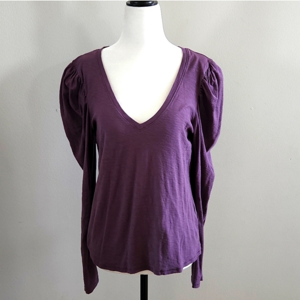 Nation Ltd. Pima Cotton Puff Sleeve Shirt Size L